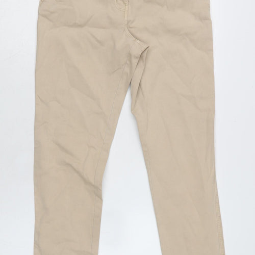 H&M Womens Beige Cotton Blend Tapered Jeans Size 8 L26 in Regular Zip
