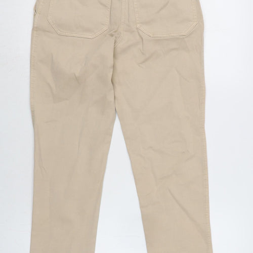 H&M Womens Beige Cotton Blend Tapered Jeans Size 8 L26 in Regular Zip