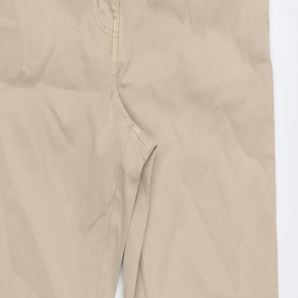 H&M Womens Beige Cotton Blend Tapered Jeans Size 8 L26 in Regular Zip