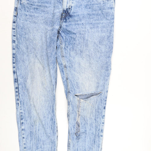 Denim & Co. Womens Blue Cotton Straight Jeans Size 14 L28.5 in Regular Zip