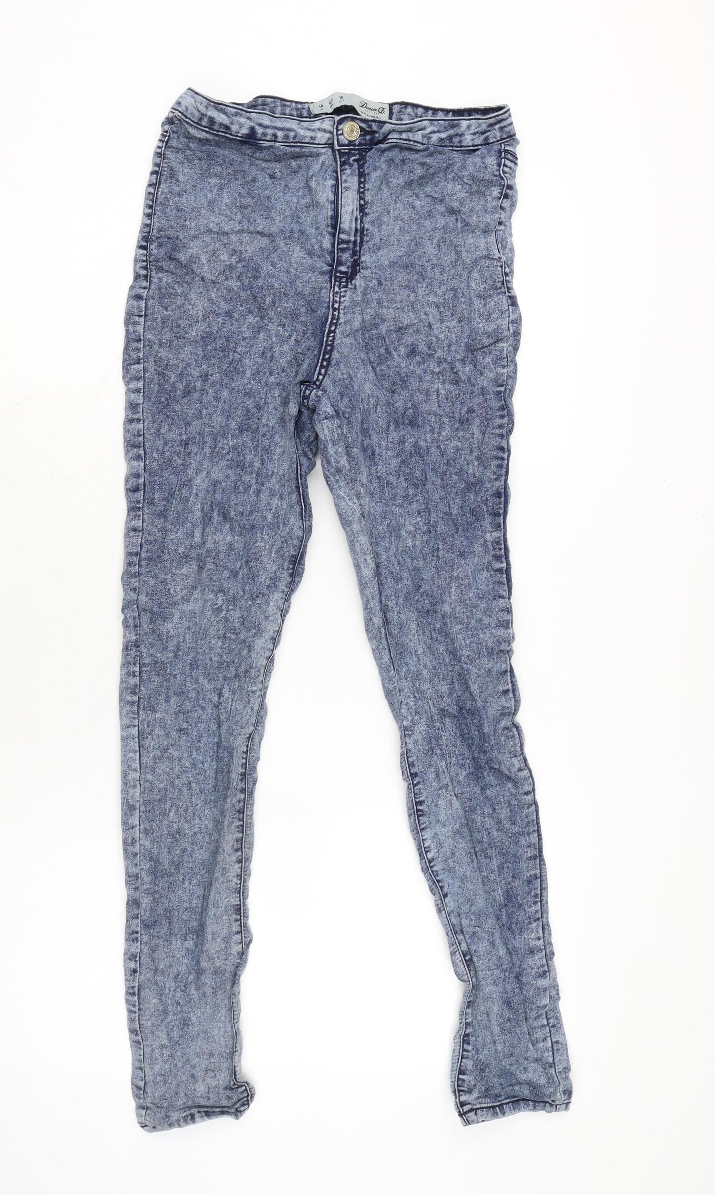 Denim & Co. Womens Blue Cotton Blend Skinny Jeans Size 14 L28 in Regular Zip