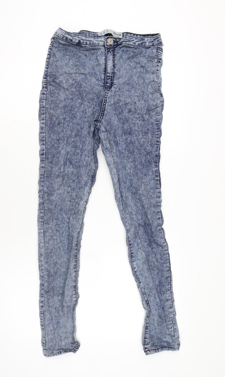 Denim & Co. Womens Blue Cotton Blend Skinny Jeans Size 14 L28 in Regular Zip