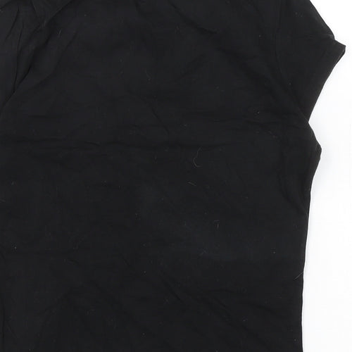 New Look Womens Black Cotton Basic T-Shirt Size 10 Crew Neck - Sequins to front.