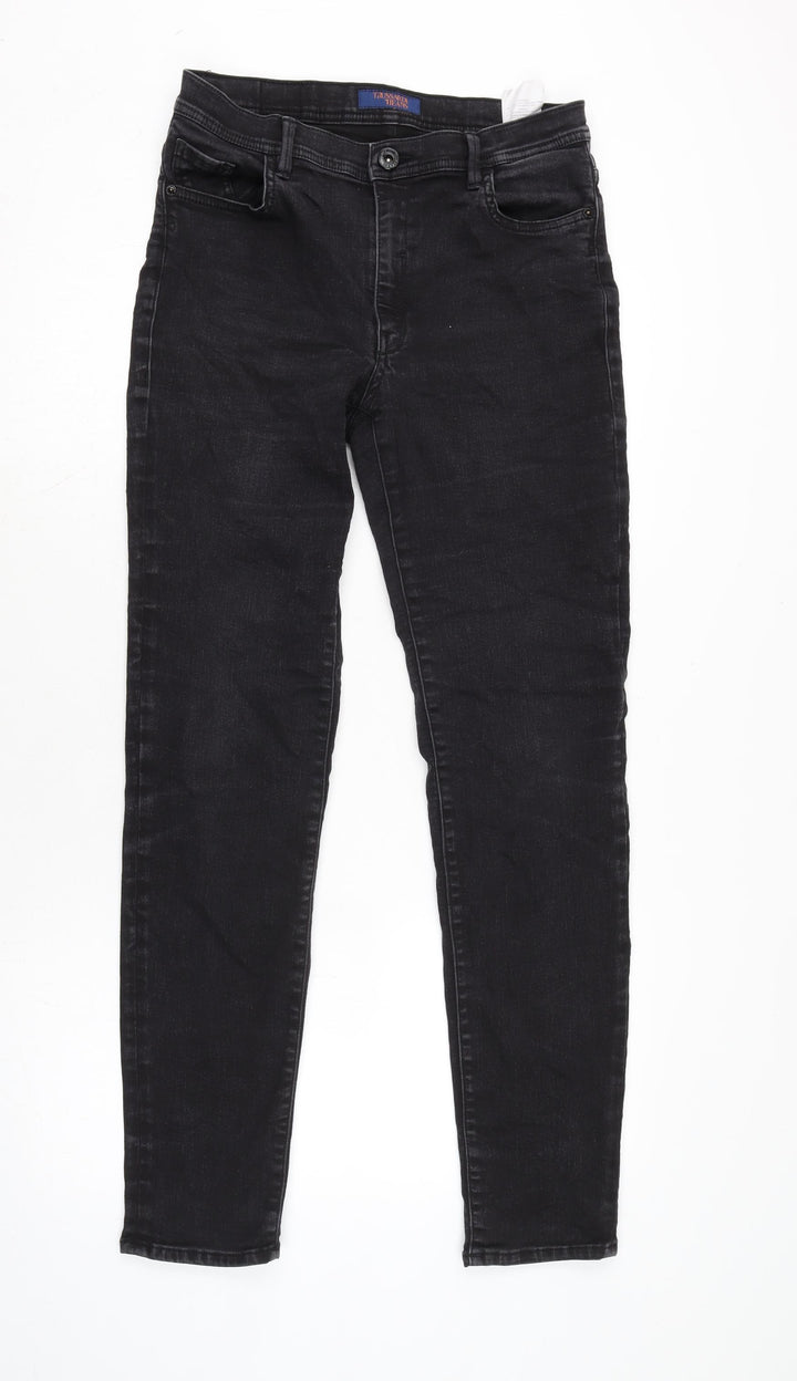 Trussardi Jeans Womens Grey Cotton Blend Straight Jeans Size 28 in L30.5 in Regular Zip - Beaded detail to back pockets.