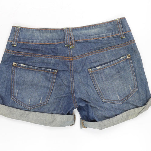 Denim & Co. Womens Blue Cotton Boyfriend Shorts Size 10 Regular Zip