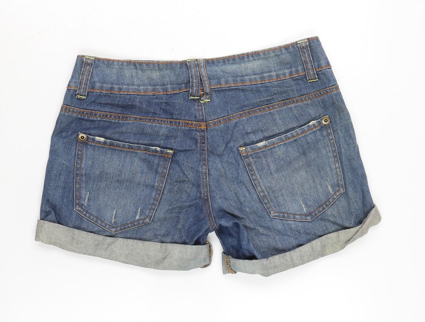 Denim & Co. Womens Blue Cotton Boyfriend Shorts Size 10 Regular Zip