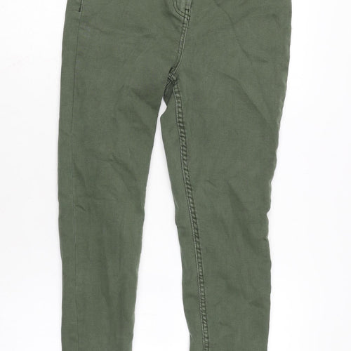 Papaya Womens Green Cotton Blend Tapered Jeans Size 12 L27 in Extra-Slim Zip - Raw Hem