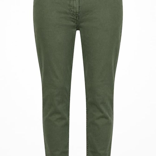 Papaya Womens Green Cotton Blend Tapered Jeans Size 12 L27 in Extra-Slim Zip - Raw Hem