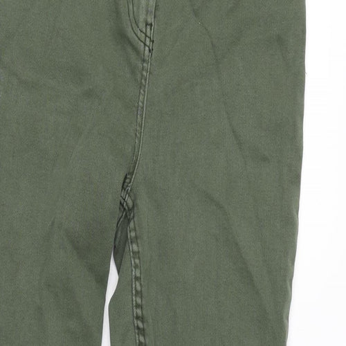 Papaya Womens Green Cotton Blend Tapered Jeans Size 12 L27 in Extra-Slim Zip - Raw Hem