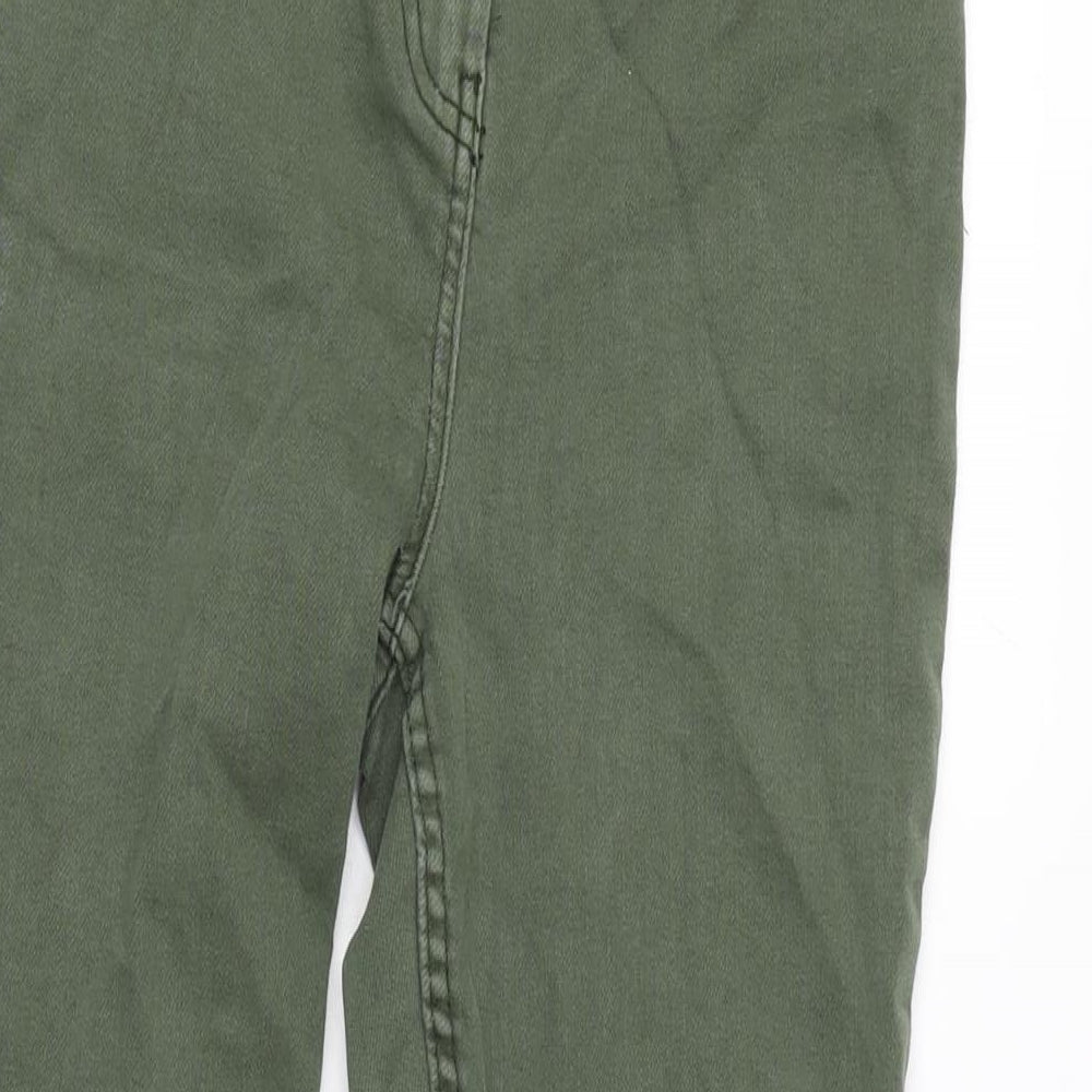 Papaya Womens Green Cotton Blend Tapered Jeans Size 12 L27 in Extra-Slim Zip - Raw Hem