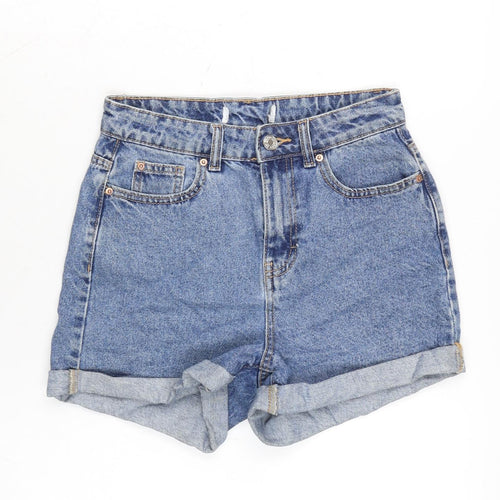 Denim & Co. Womens Blue Cotton Boyfriend Shorts Size 26 in Regular Zip