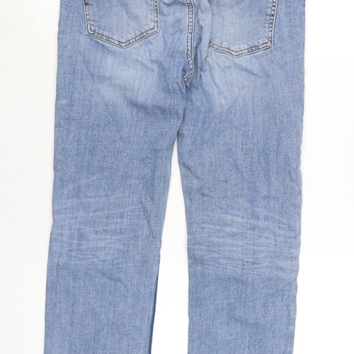 Zara Womens Blue Cotton Blend Straight Jeans Size 10 L23.5 in Regular Zip