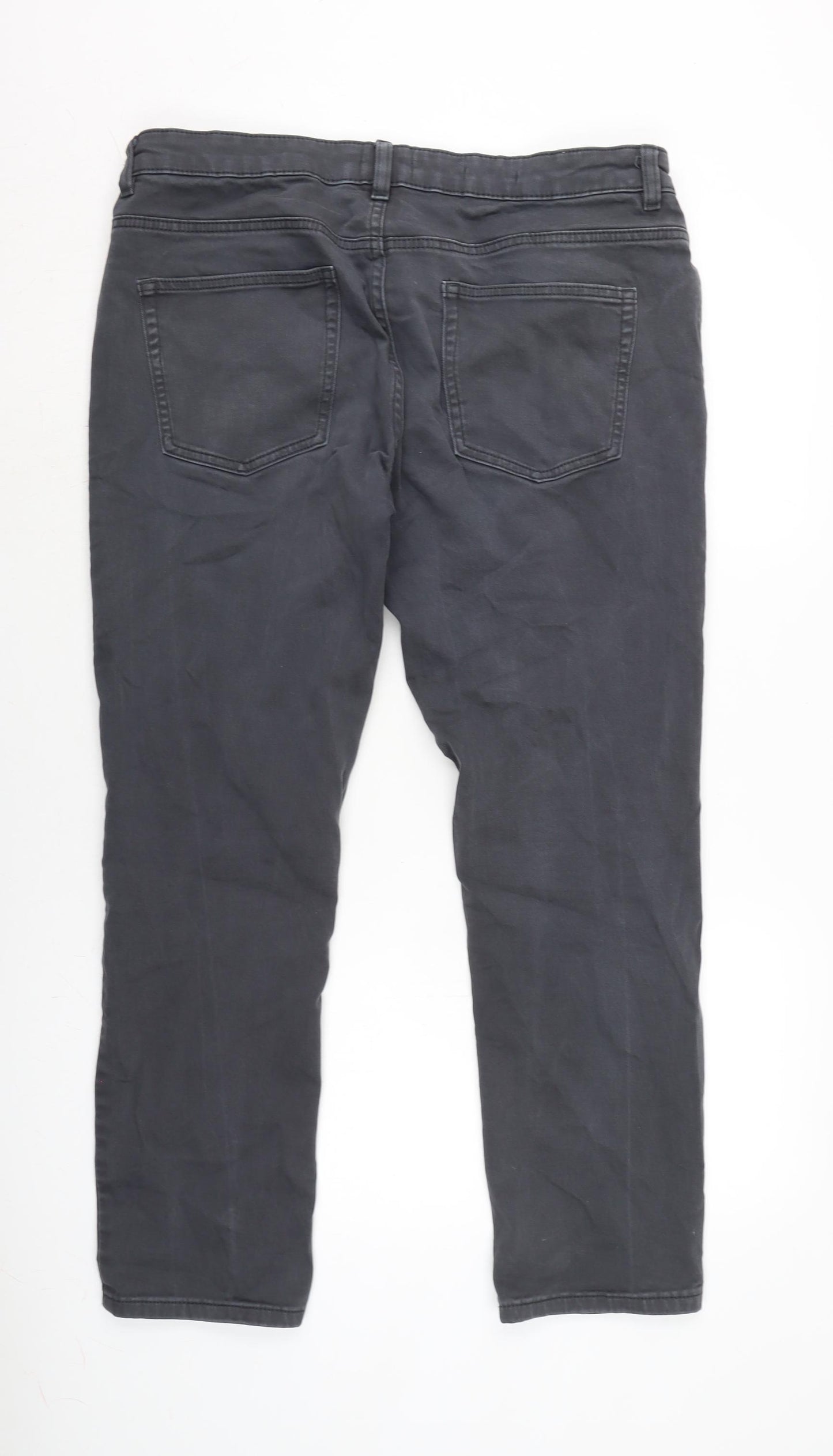 NEXT Mens Grey Cotton Blend Straight Jeans Size 38 in L29 in Slim Zip