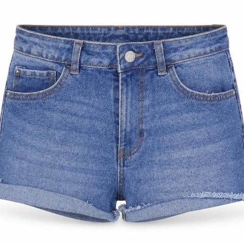 Denim & Co. Womens Blue Cotton Cut-Off Shorts Size 10 Regular Zip