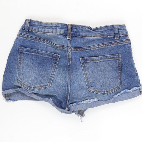 Denim & Co. Womens Blue Cotton Cut-Off Shorts Size 10 Regular Zip