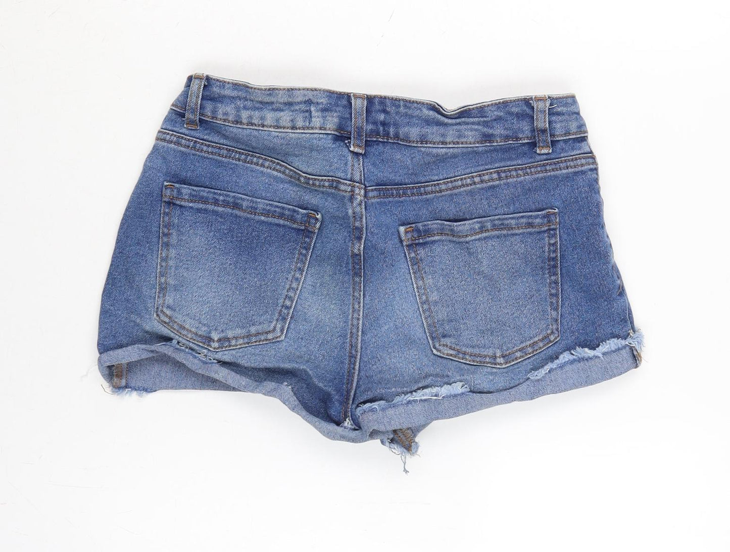 Denim & Co. Womens Blue Cotton Cut-Off Shorts Size 10 Regular Zip