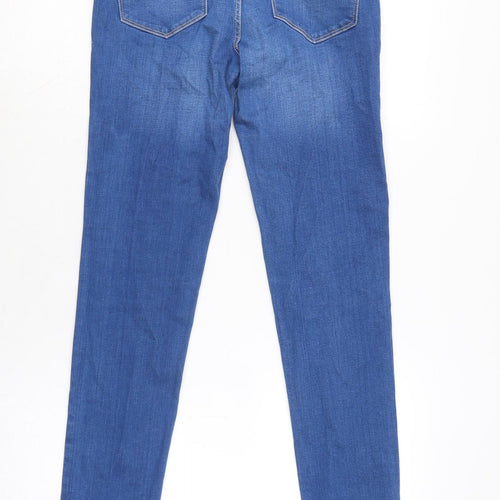 Zara Womens Blue Cotton Blend Skinny Jeans Size 8 L32 in Regular Zip