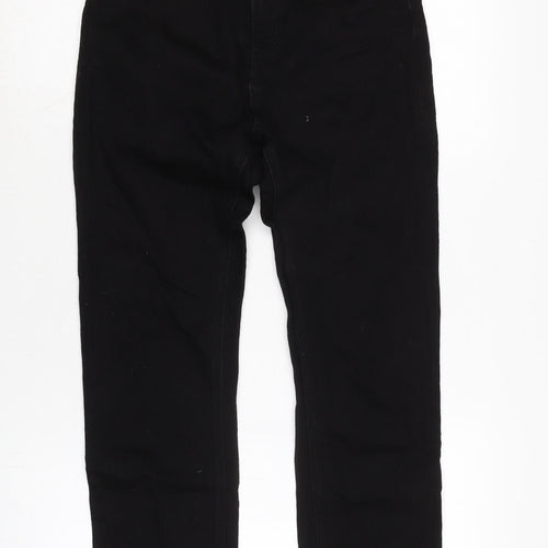 H&M Womens Black Cotton Blend Straight Jeans Size 8 L26 in Regular Zip