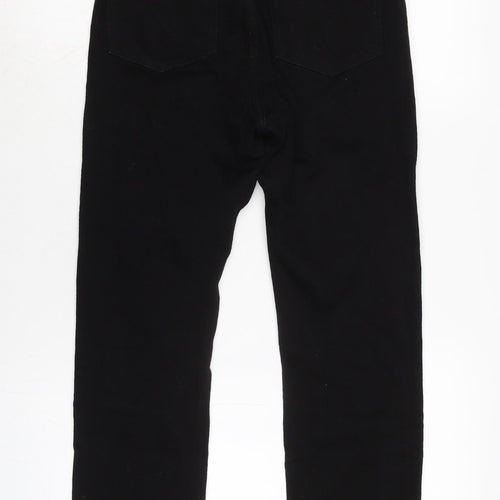 H&M Womens Black Cotton Blend Straight Jeans Size 8 L26 in Regular Zip