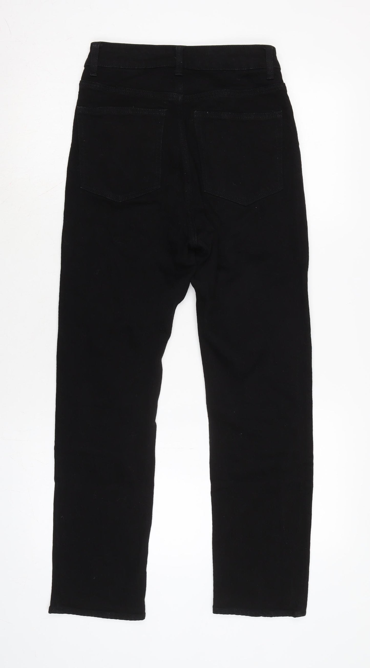 H&M Womens Black Cotton Blend Straight Jeans Size 8 L26 in Regular Zip