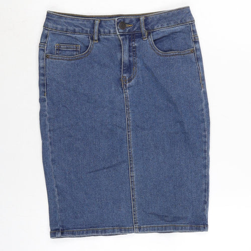 Vera Moda Womens Blue Cotton Bandage Skirt Size XS Zip