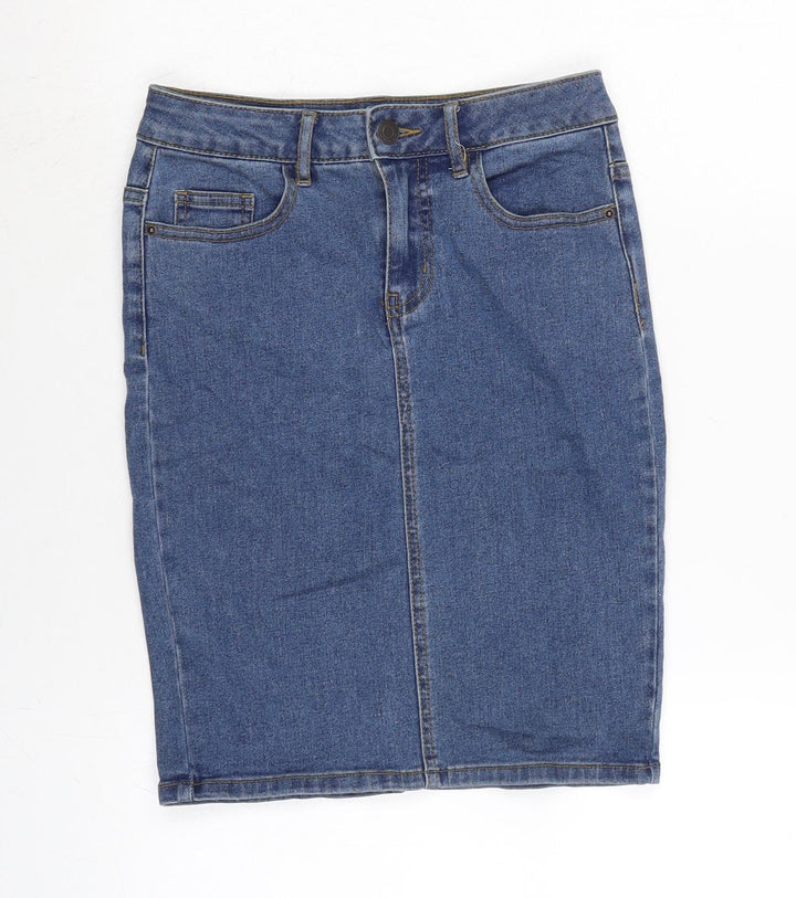 Vera Moda Womens Blue Cotton Bandage Skirt Size XS Zip