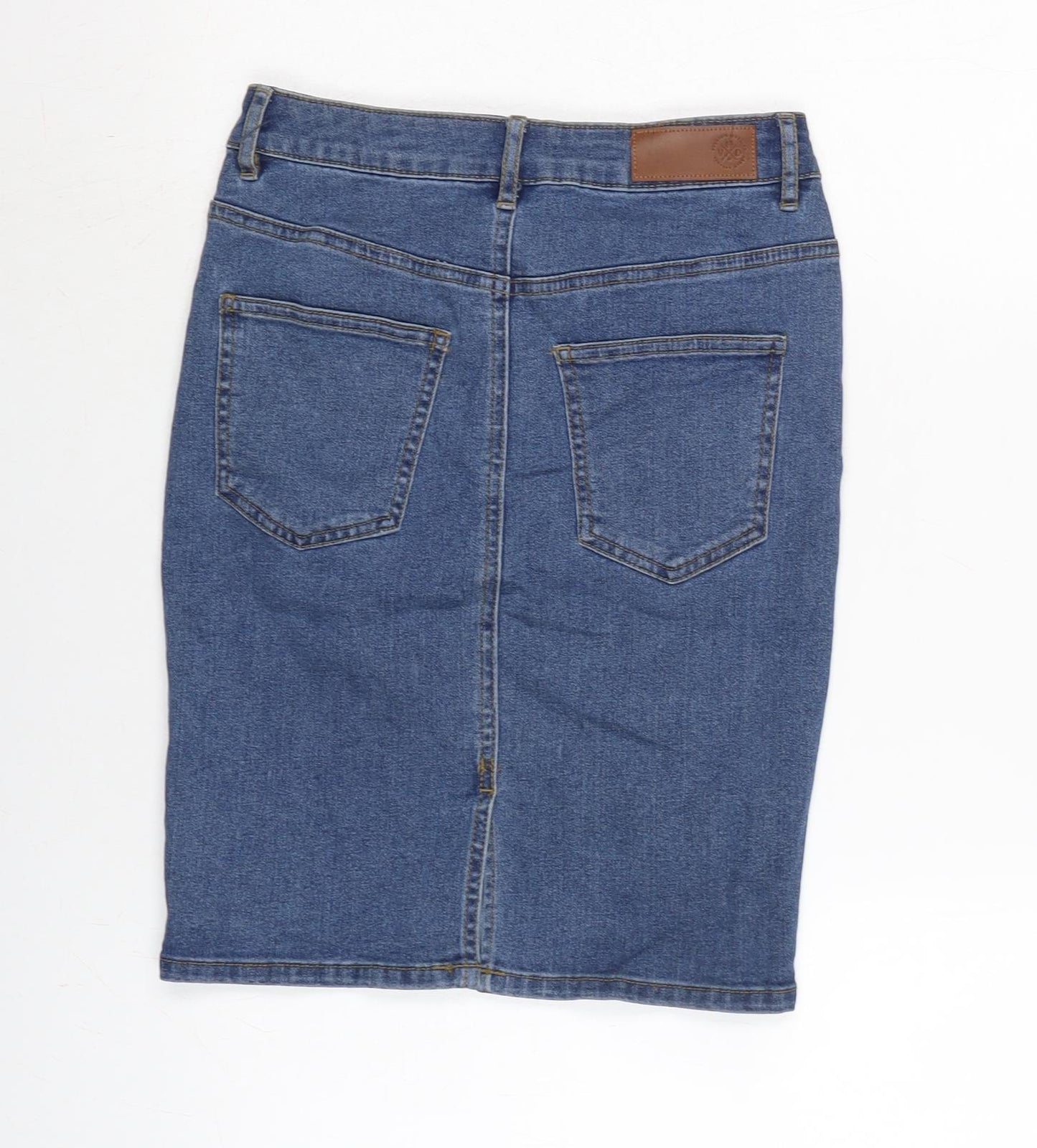 Vera Moda Womens Blue Cotton Bandage Skirt Size XS Zip