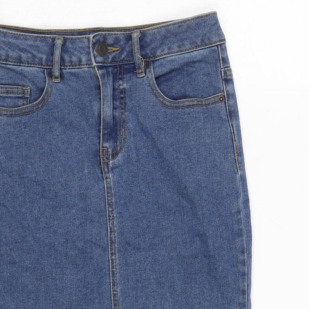 Vera Moda Womens Blue Cotton Bandage Skirt Size XS Zip