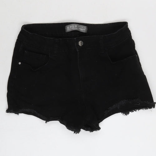 Denim & Co. Womens Black Cotton Cut-Off Shorts Size 10 Regular Zip