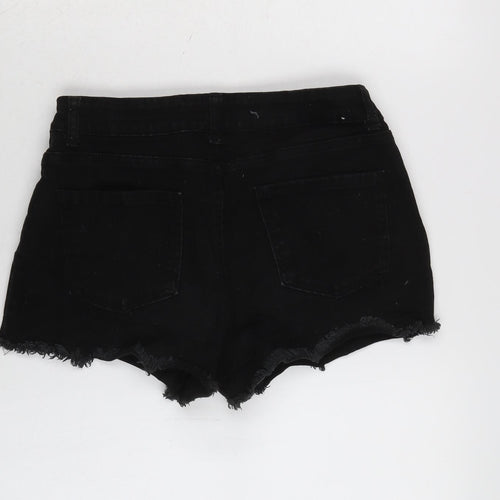 Denim & Co. Womens Black Cotton Cut-Off Shorts Size 10 Regular Zip