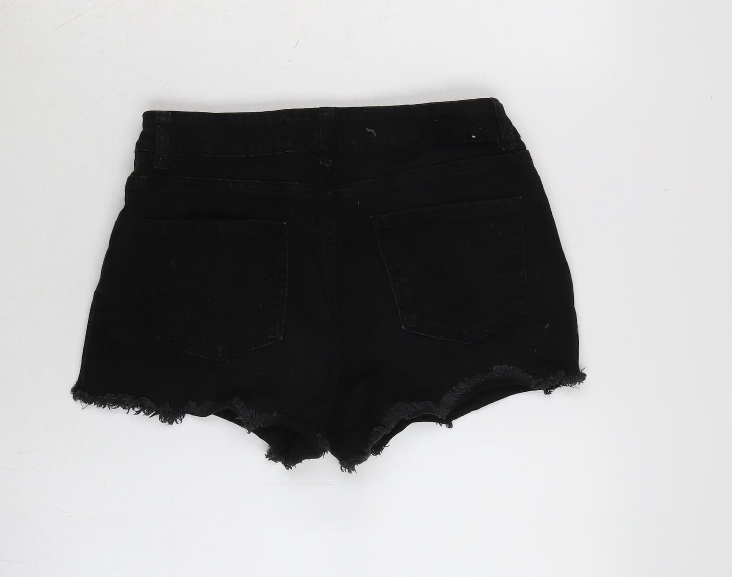 Denim & Co. Womens Black Cotton Cut-Off Shorts Size 10 Regular Zip