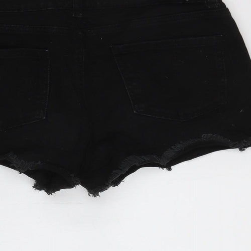 Denim & Co. Womens Black Cotton Cut-Off Shorts Size 10 Regular Zip