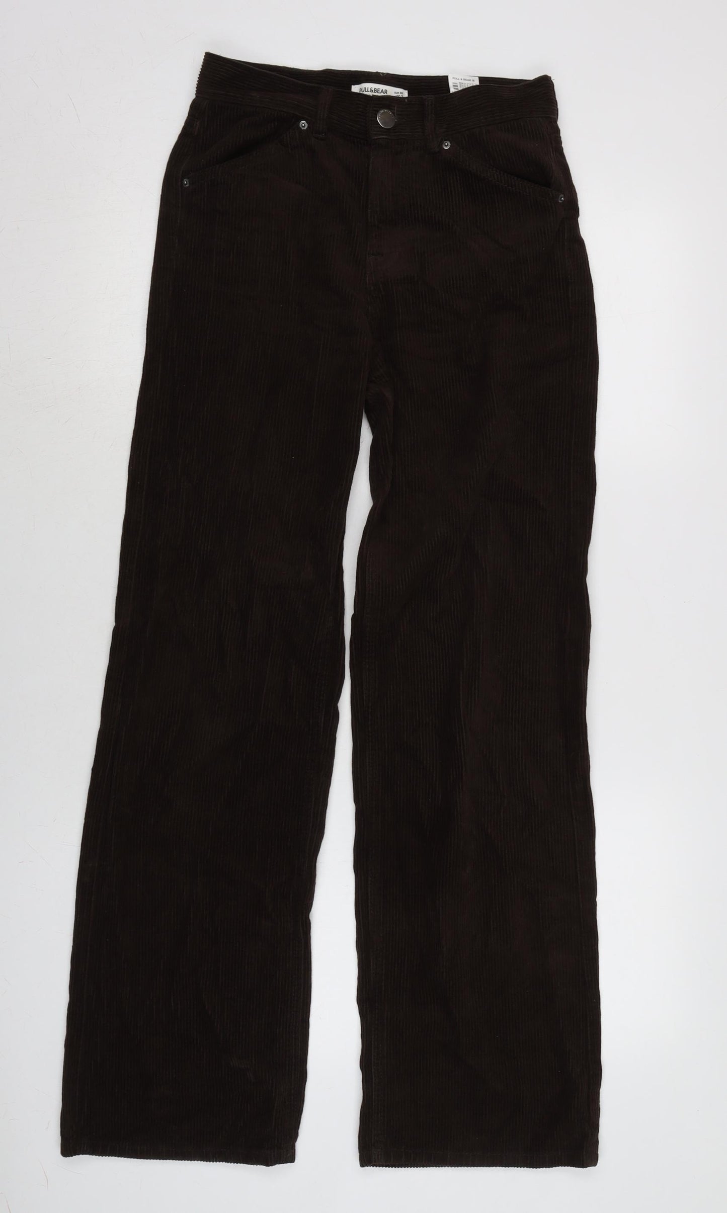 Pull&Bear Womens Brown Cotton Trousers Size 4 L31 in Regular Zip