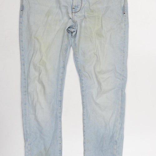 MNG Mens Blue Cotton Blend Straight Jeans Size 32 in L29 in Regular Zip