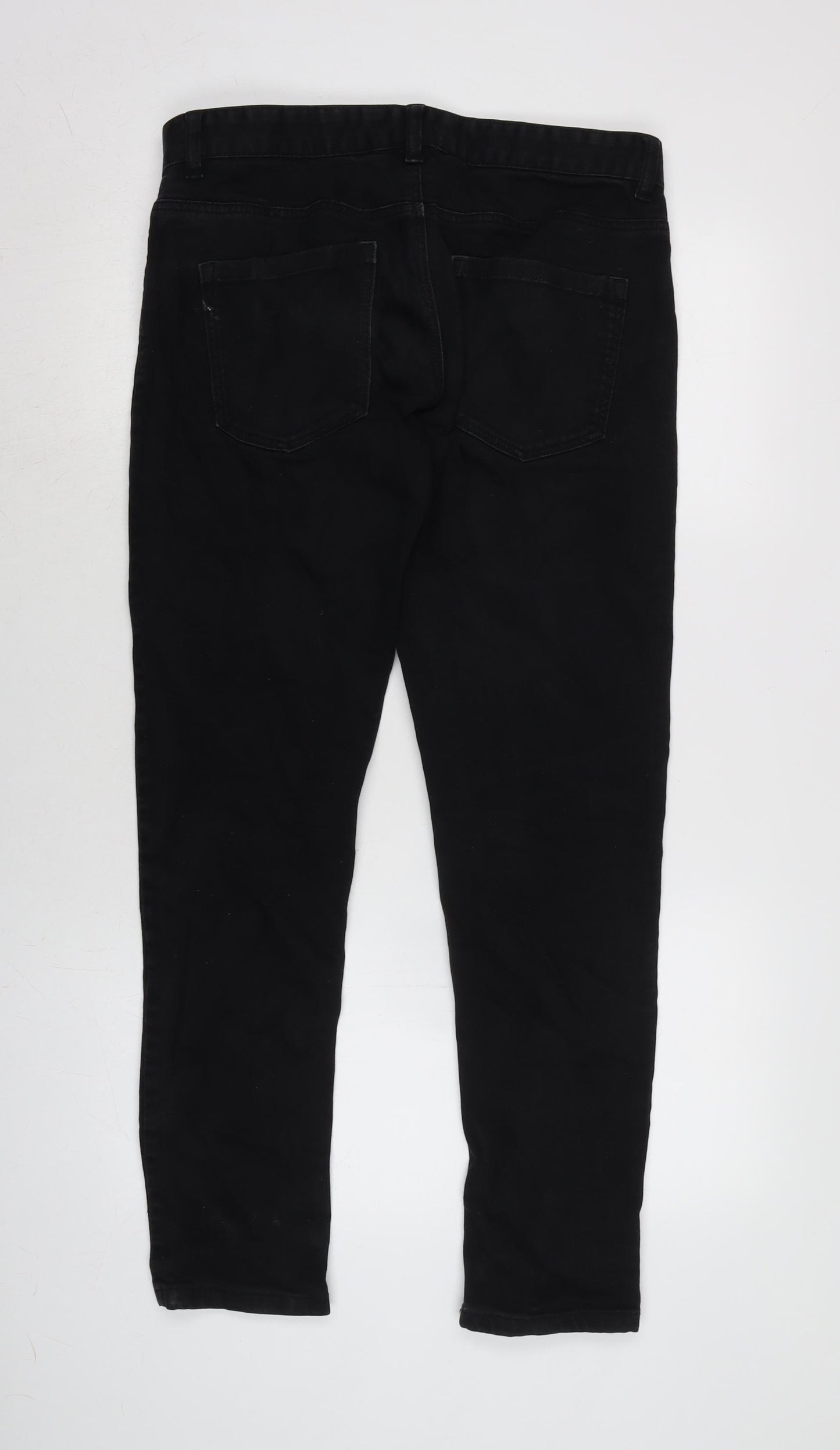 NEXT Mens Black Cotton Blend Skinny Jeans Size 32 in L29 in Extra-Slim Zip