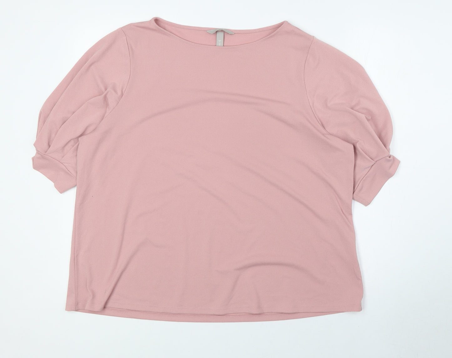 H&M Womens Pink Polyester Basic T-Shirt Size XL Boat Neck