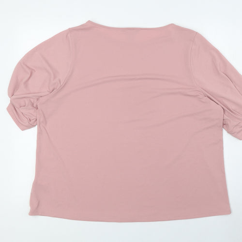 H&M Womens Pink Polyester Basic T-Shirt Size XL Boat Neck
