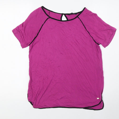 Tommy Hilfiger Womens Purple Viscose Basic T-Shirt Size S Boat Neck