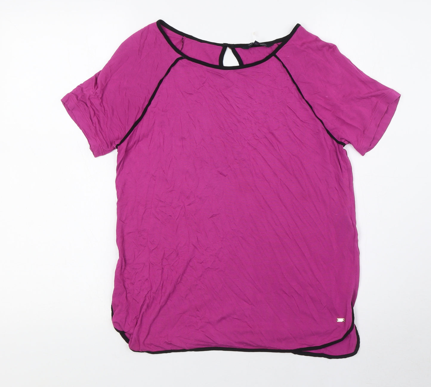 Tommy Hilfiger Womens Purple Viscose Basic T-Shirt Size S Boat Neck