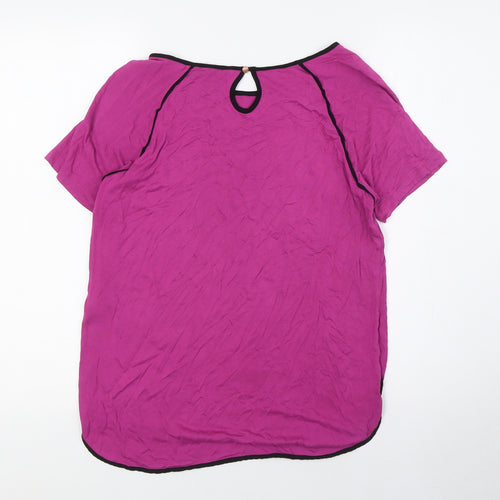 Tommy Hilfiger Womens Purple Viscose Basic T-Shirt Size S Boat Neck