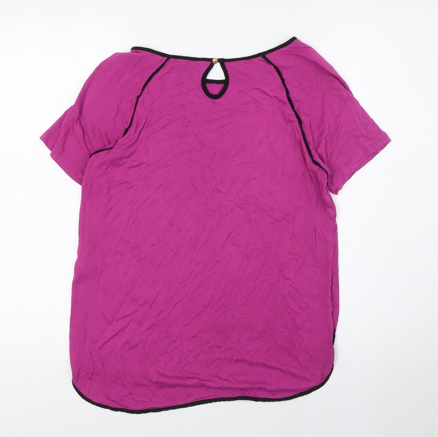 Tommy Hilfiger Womens Purple Viscose Basic T-Shirt Size S Boat Neck