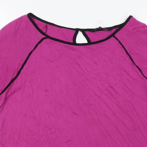 Tommy Hilfiger Womens Purple Viscose Basic T-Shirt Size S Boat Neck