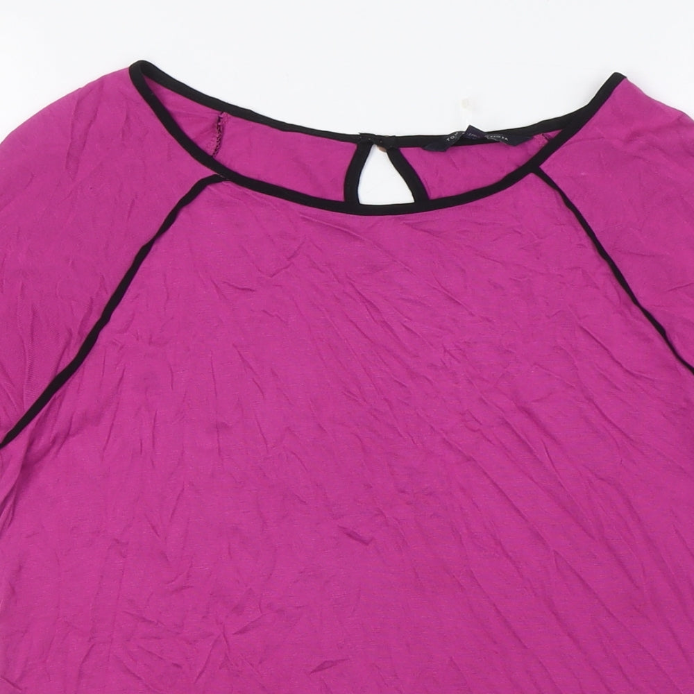 Tommy Hilfiger Womens Purple Viscose Basic T-Shirt Size S Boat Neck