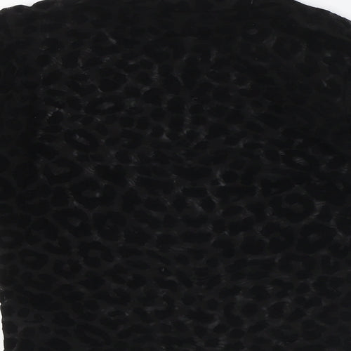 New Look Womens Black Animal Print Polyester Basic T-Shirt Size 8 Mock Neck