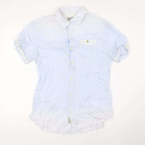 Scotch & Soda Mens Blue Striped Cotton Button-Up Size M Collared Button