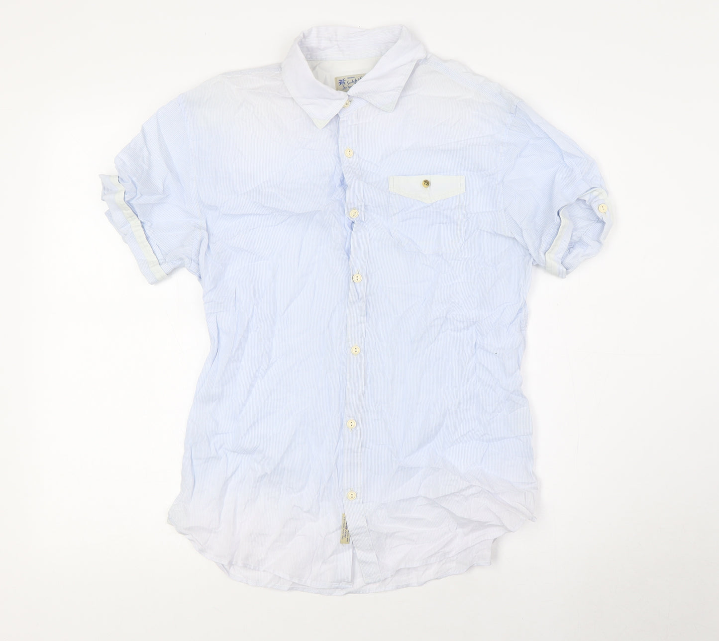 Scotch & Soda Mens Blue Striped Cotton Button-Up Size M Collared Button