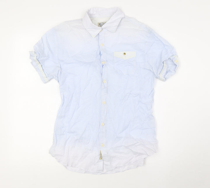 Scotch & Soda Mens Blue Striped Cotton Button-Up Size M Collared Button