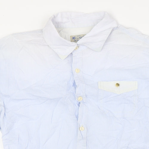 Scotch & Soda Mens Blue Striped Cotton Button-Up Size M Collared Button
