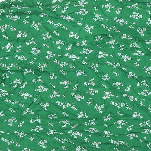 New Look Womens Green Floral Viscose Basic Button-Up Size 12 V-Neck