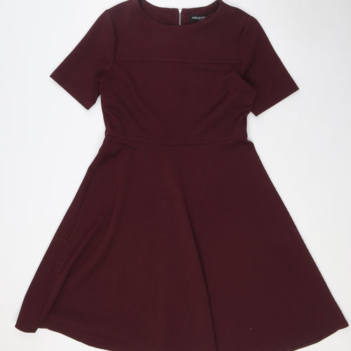 Debenhams Womens Red Polyester A-Line Size 12 Round Neck Zip
